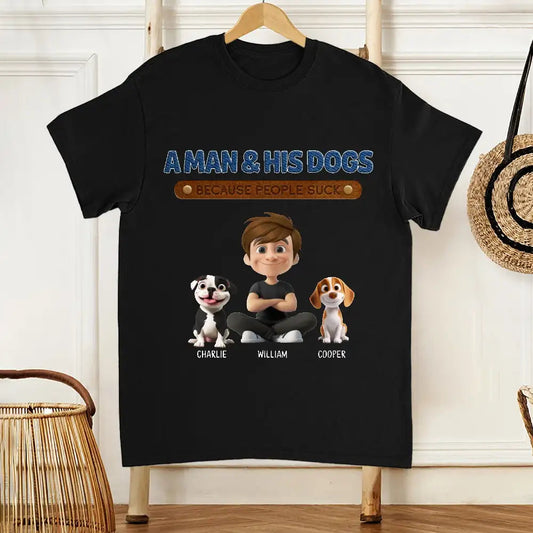 Classic Tee for Dog Lovers with Creative Print Design, Gift for Friends