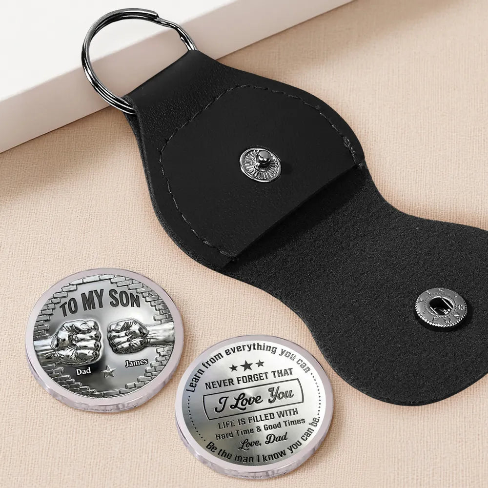 Pocket Hug Personalized Keepsake, To My Son Fist Bump Coin, Everyday Reminder Of Strength And Love Gift
