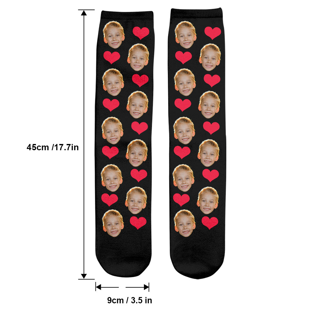 Custom Face Heart Pattern - Personalized grandson Socks
