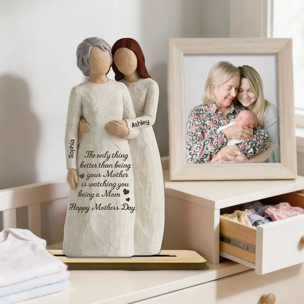 Custom 2-Layer Wooden Plaque with Sweet Motherhood Message - Meaningful New Mom Gift for Nursery or Living Room