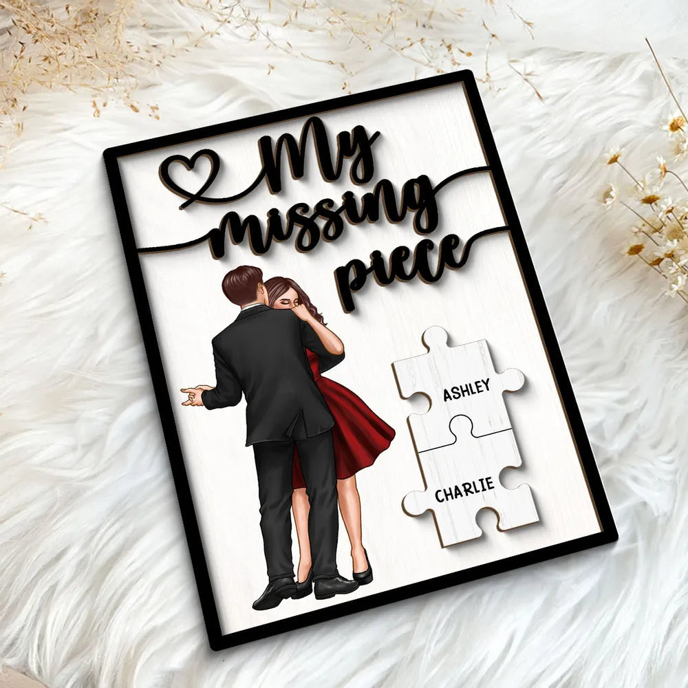 Personalized "My Missing Piece" 2 Layered Wooden Plaque – A Heartfelt Gift for Couples, A Symbol of Love and Completion, Anniversary Gift, Valentine's Day Gift For Couple
