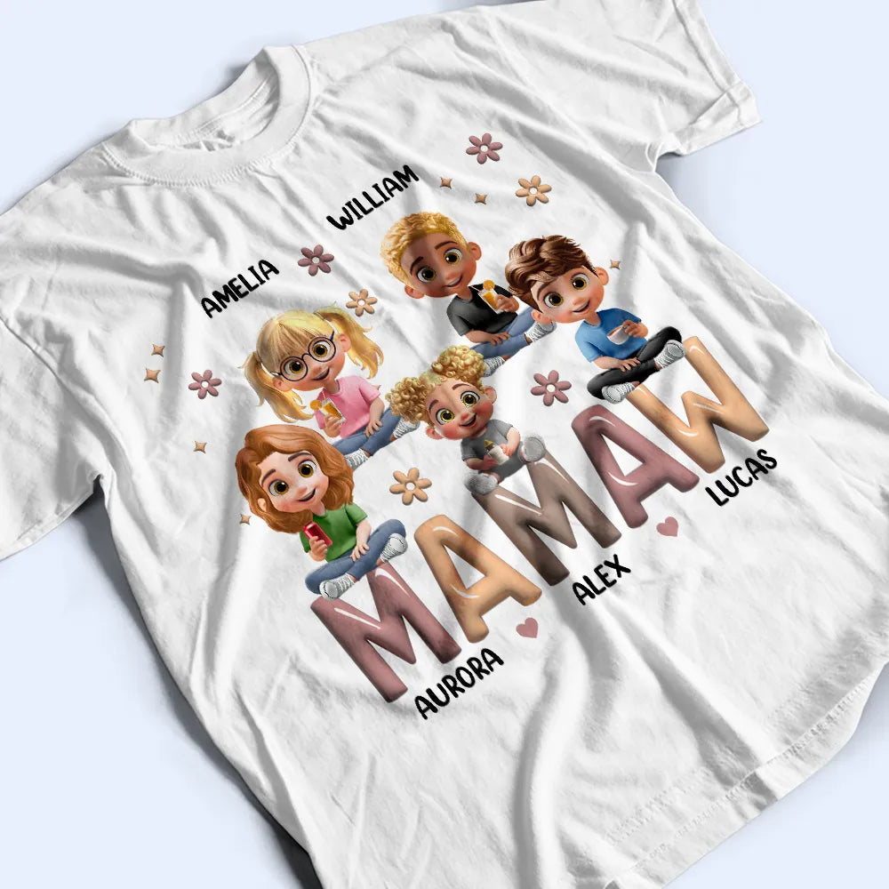 Personalized Family T-Shirt for Grandma with Children's Names