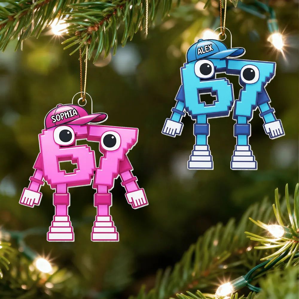 Pixel Number Acrylic Ornament For Kids Gaming Tree Decor Unique Gift For Young Gamers