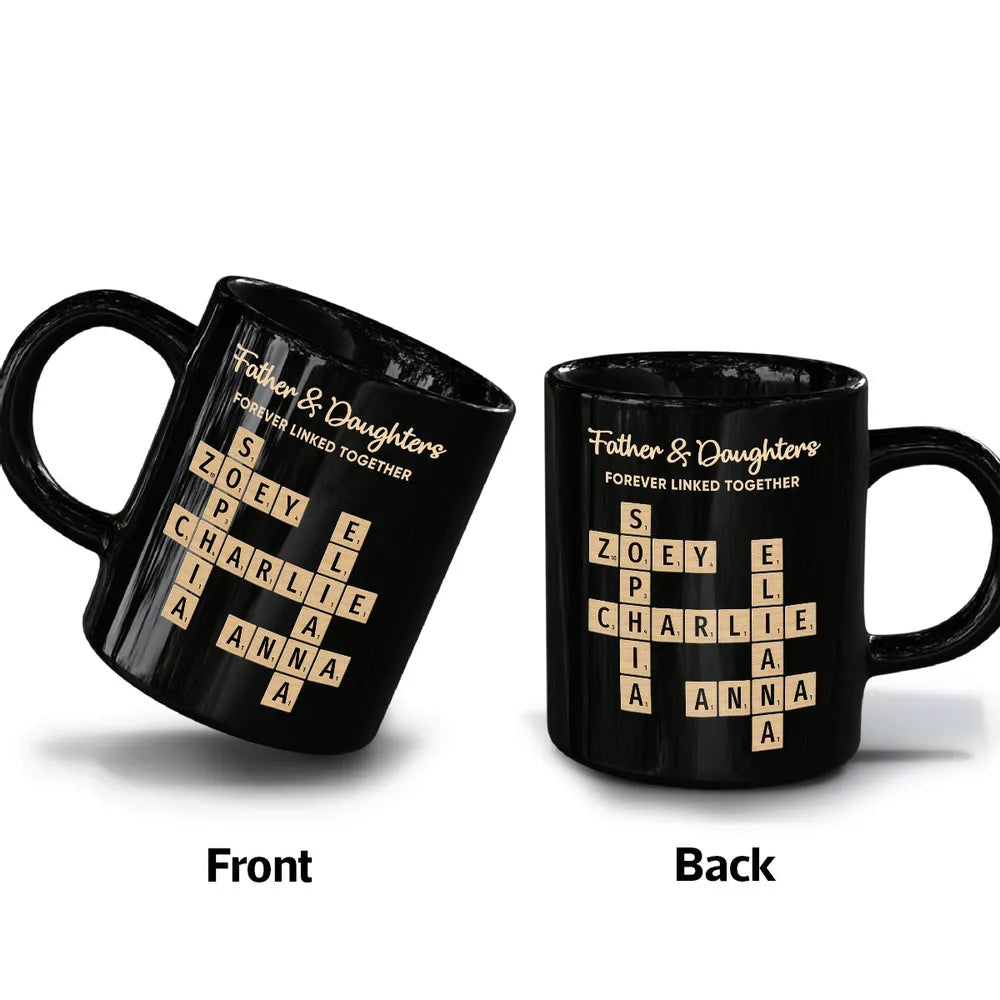 Personalized Scrabble-Style Full Color Mug – Interlocking Names, Creative Day Gift for dad