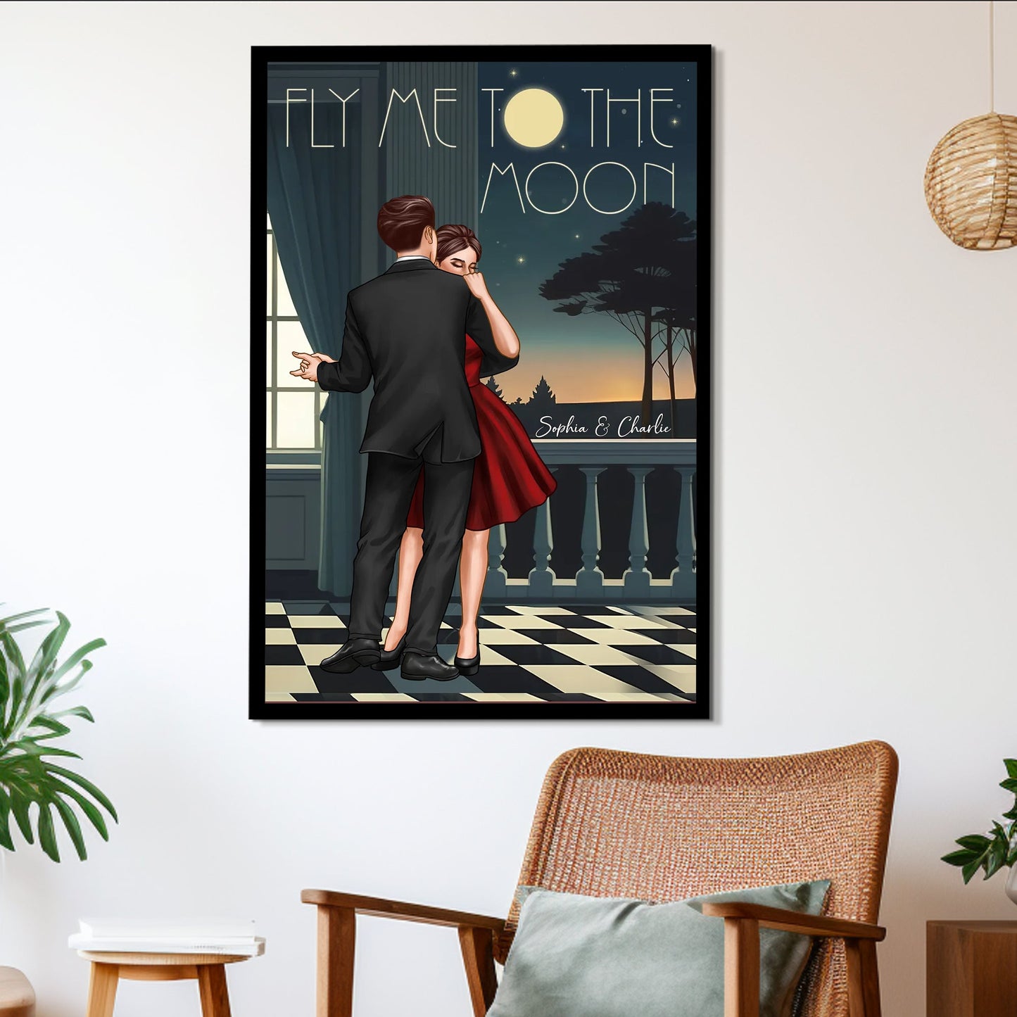Celebrate Your Love and Passion for Dance - Couple Dancing In Moonlight Couple Anniversary Gift Valentine's Day Gift Personalized Poster
