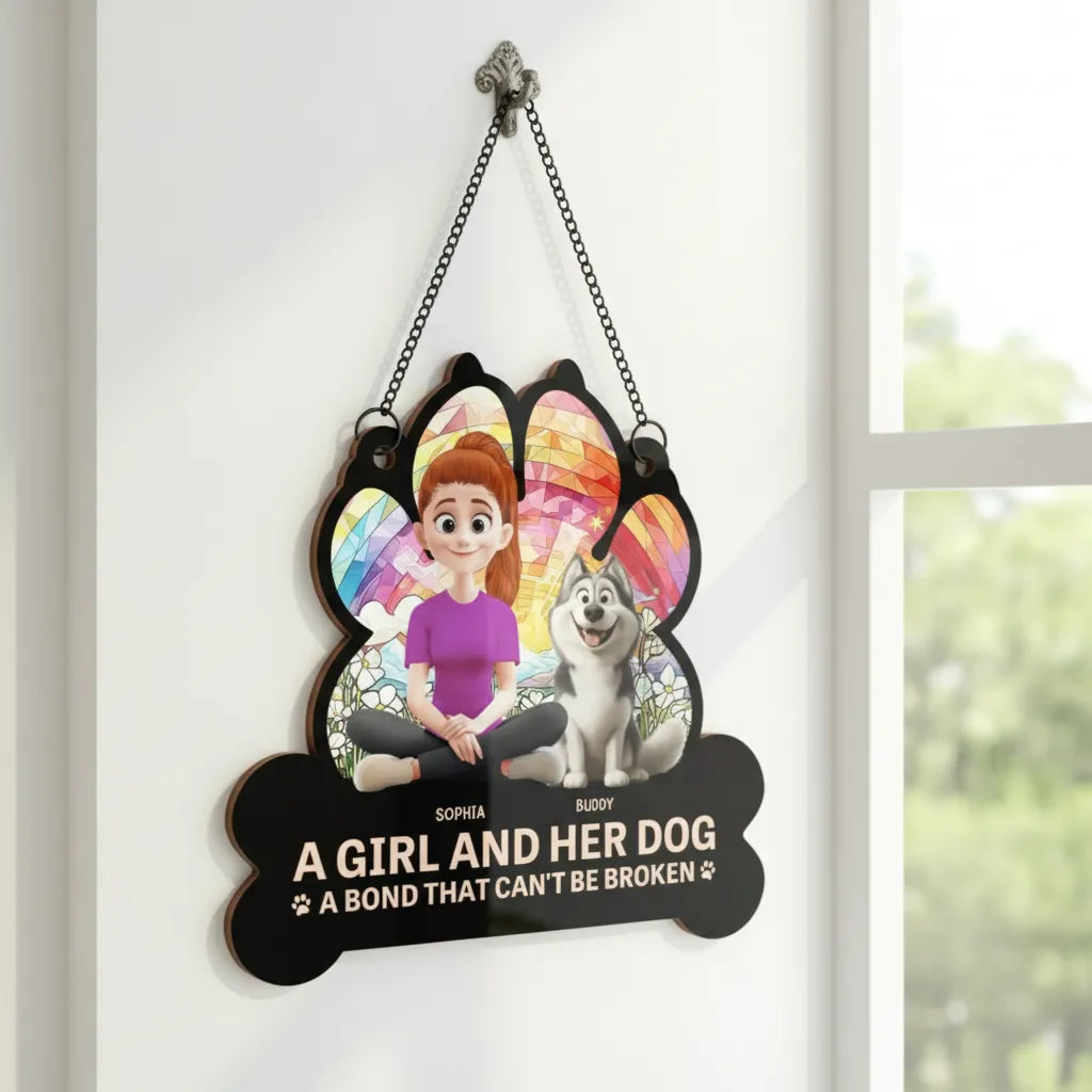 Custom Dog Lover Ornament – Heartfelt Wooden Decor for Dog Moms – Perfect Gift for Pet Owners