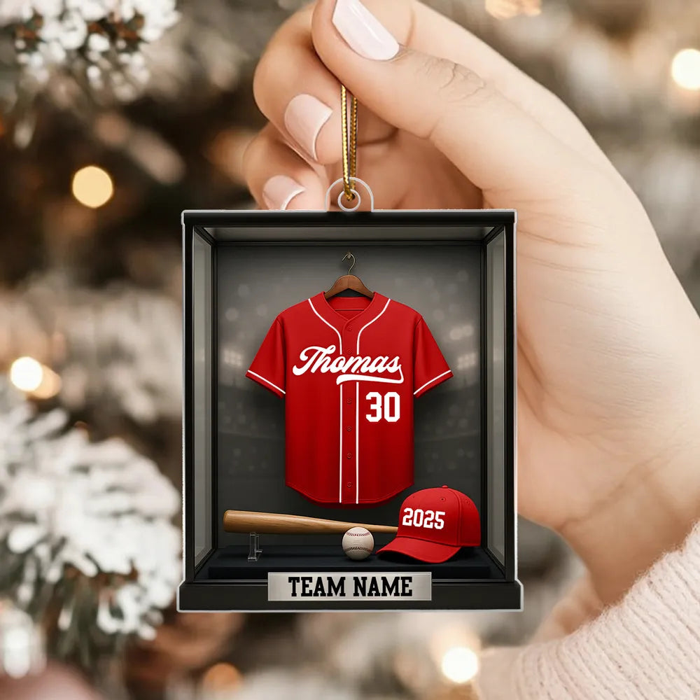 Acrylic Ornament Baseball Jersey Shadow-Box Look for Christmas Tree, Stadium Lights Vibe, Unique Gift for Players, Sons, Daughters, Grandkids