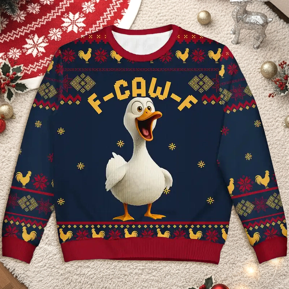 Sweatshirt with Hilarious Rooster Graphic, Ugly Sweater Vibes for Christmas, a unique gift for friends or coworkers