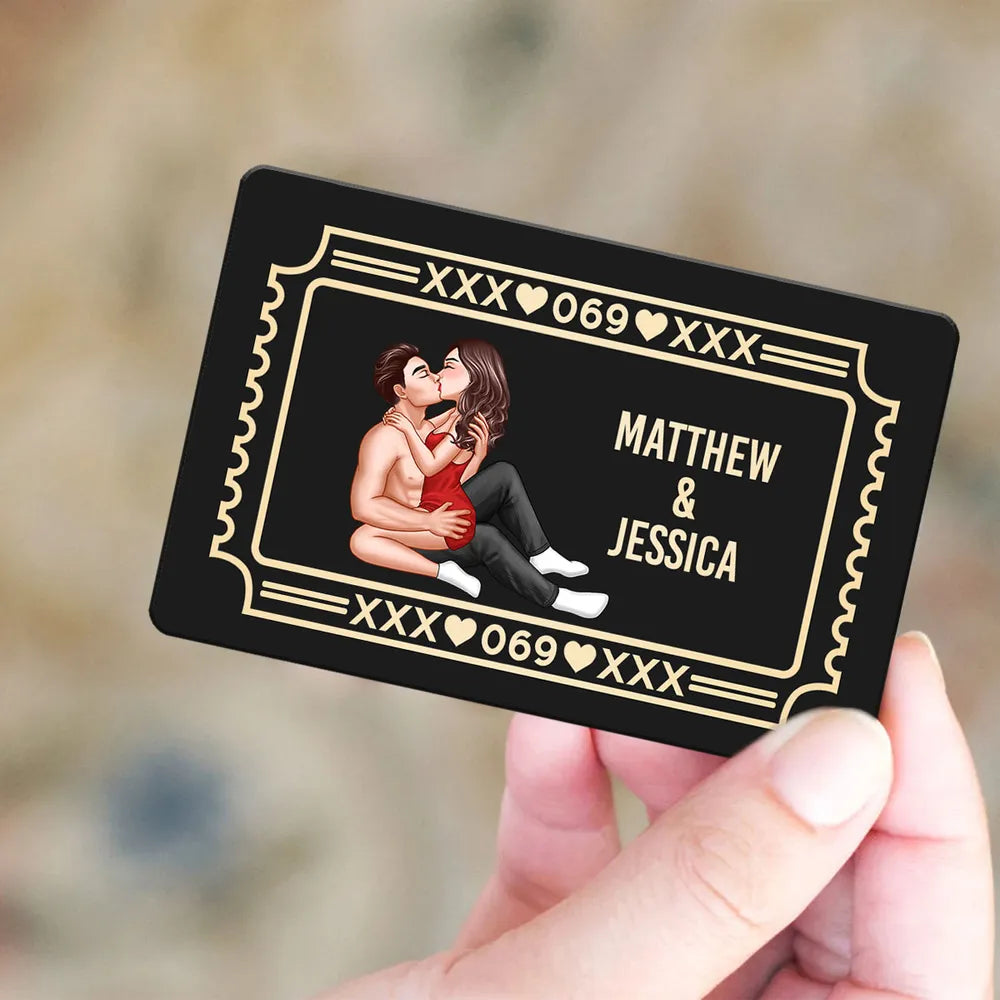 Personalized Pound Town Ticket Metal Wallet Card, Funny Couple Gift for Boyfriend or Husband, Slim Modern Keepsake