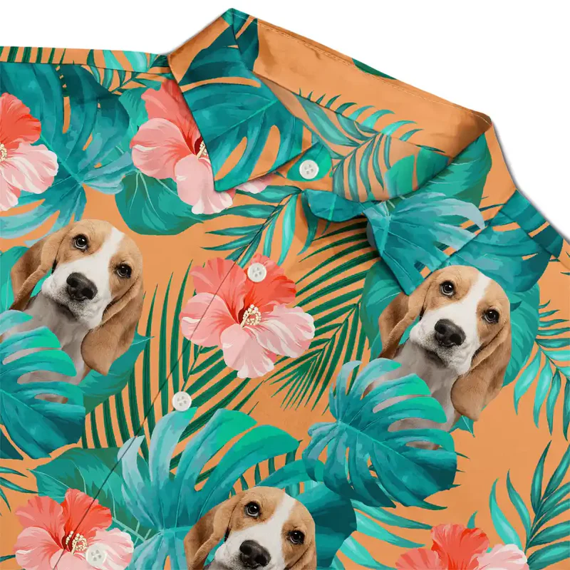 Custom Pet Photo Hawaiian Shirt with Vibrant Tropical Vibe for Vacation Style, A Creative Gift They'll Actually Wear