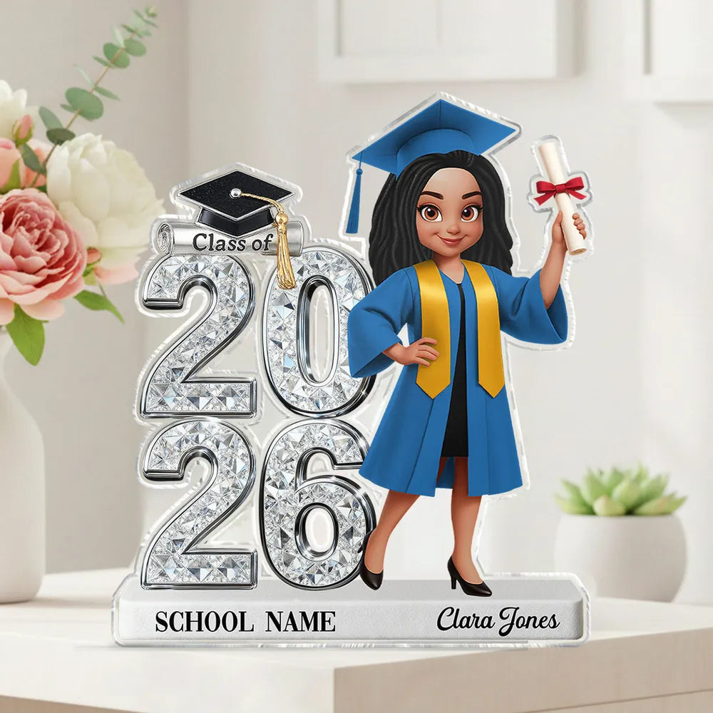 Shaped Acrylic Block Plaque Personalized Graduation Keepsake With Cap and Diploma - A Meaningful Gift for Your Grad