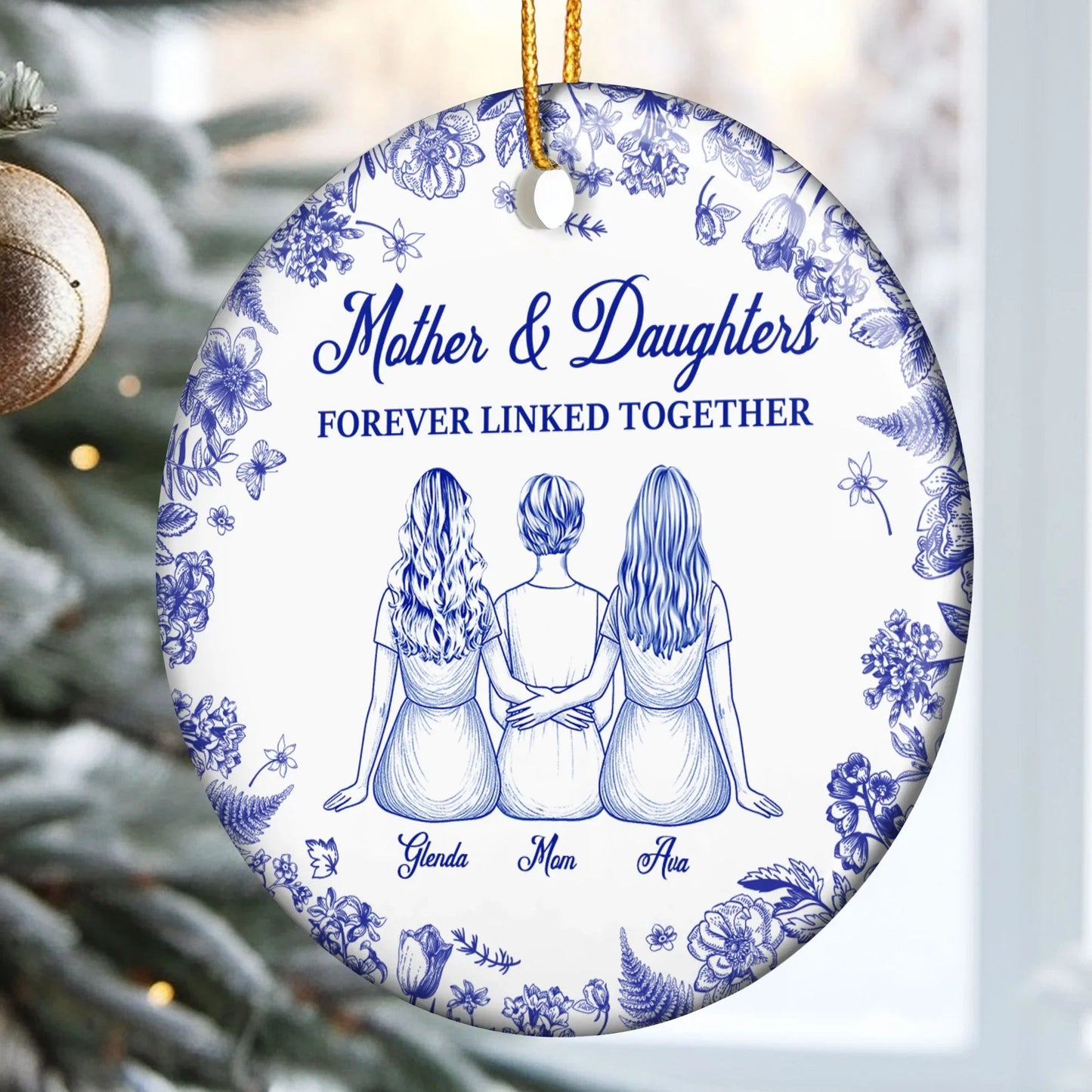 Mother Daughter Ceramic Ornament with Heartwarming Bond, Perfect Gift for Holidays