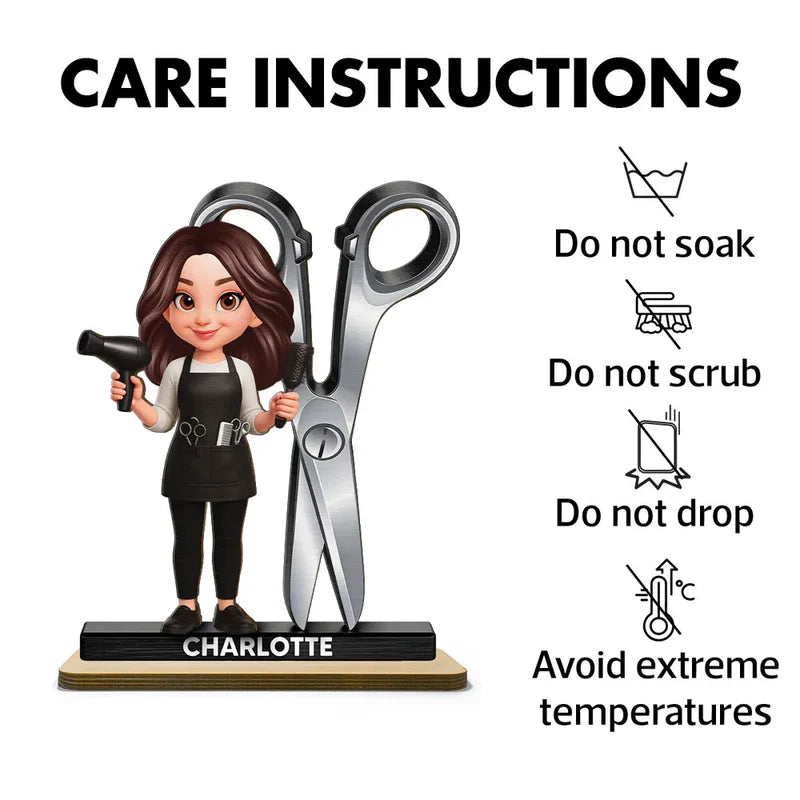 2-Layer Wooden Plaque Hairdresser Cartoon With Scissors Salon Decor A Unique Creative Gift For Hairstylists