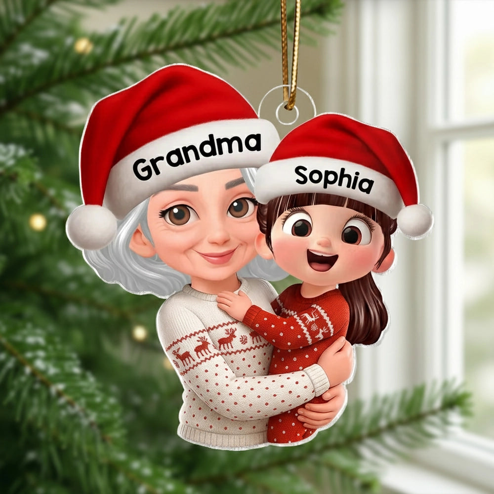 Personalized Christmas Ornament - Grandma & Grandchild Hug