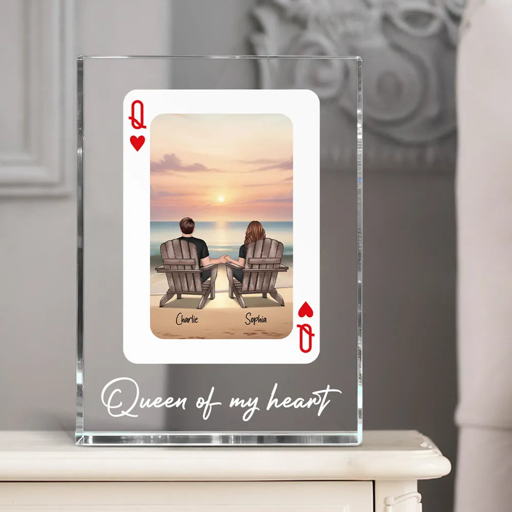 Rectangle Acrylic Block Plaque Personalized for Couples, Beach Chairs at Sunset, Sweet Desk Decor Keepsake Gift for Your Partner