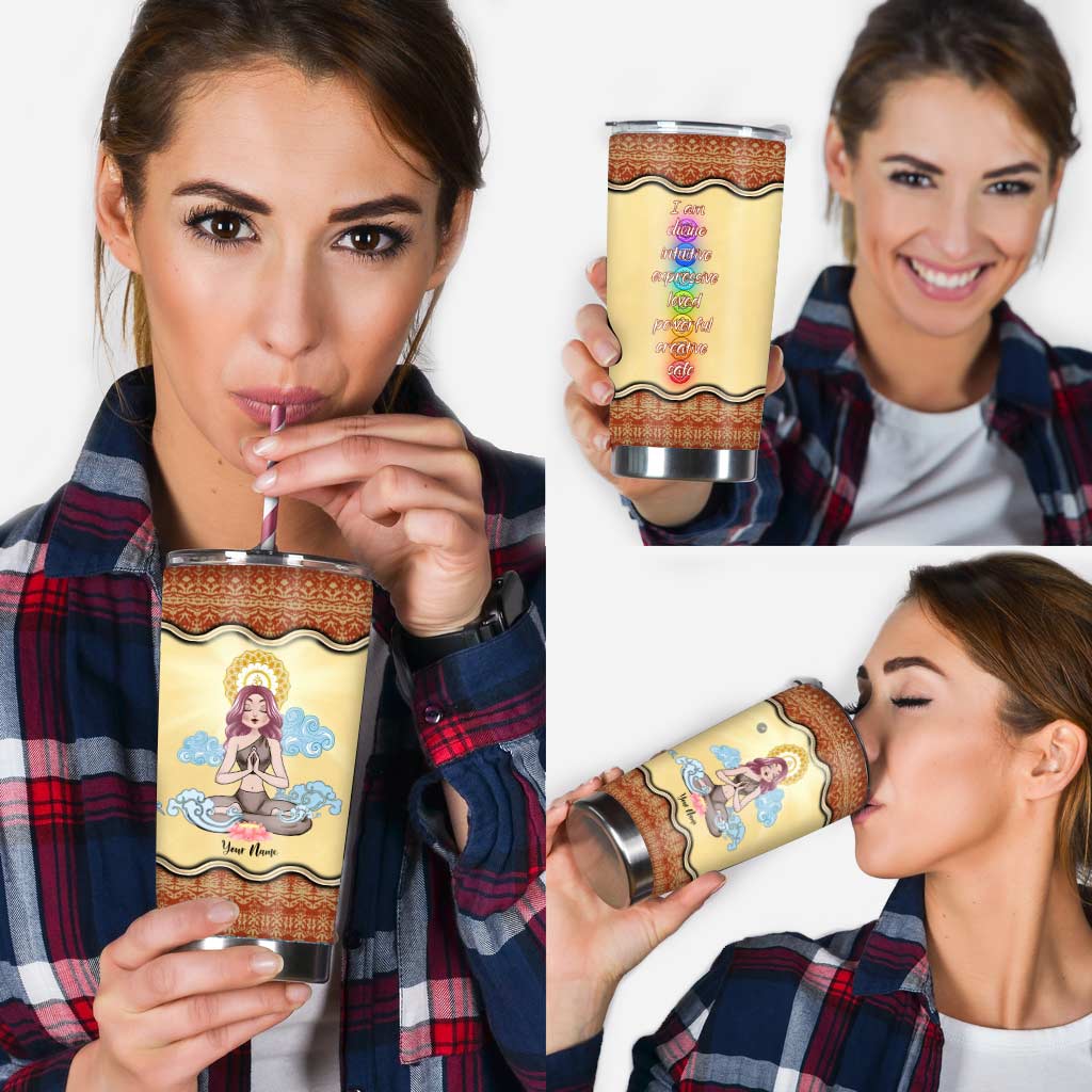I Am Divine Intuitive Expressive - Personalized Yoga Tumbler
