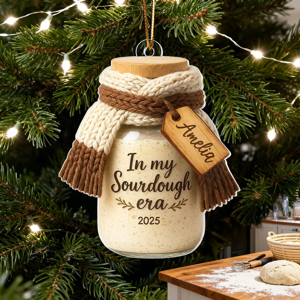 Personalized Acrylic Ornament In My Sourdough Era Cute Jar Design Christmas Tree Decor Unique Gift for Bakers