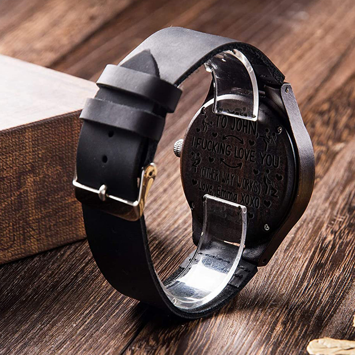 I Love You - Personalized Couple Personalized Engraved Wooden Watch