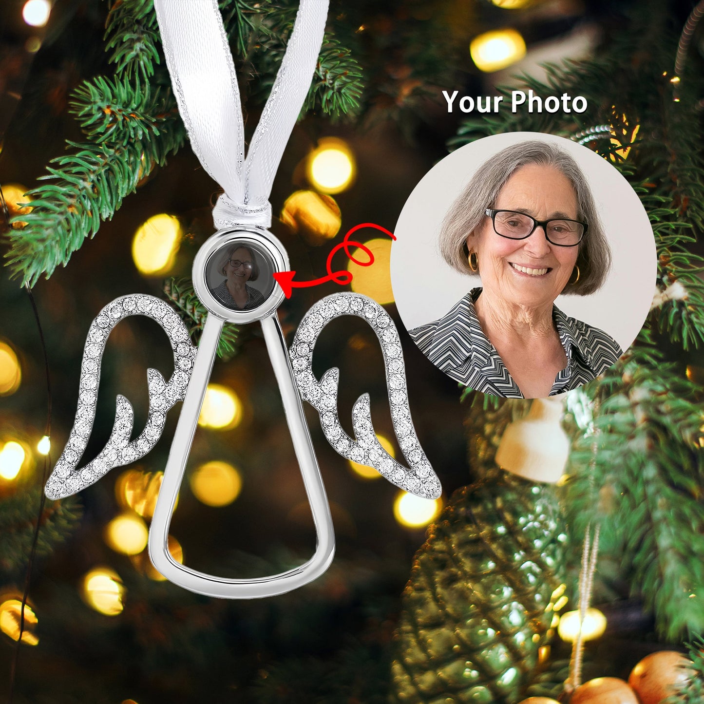 Capture Your Love in Sparkling Elegance - Personalized Photo Ornament