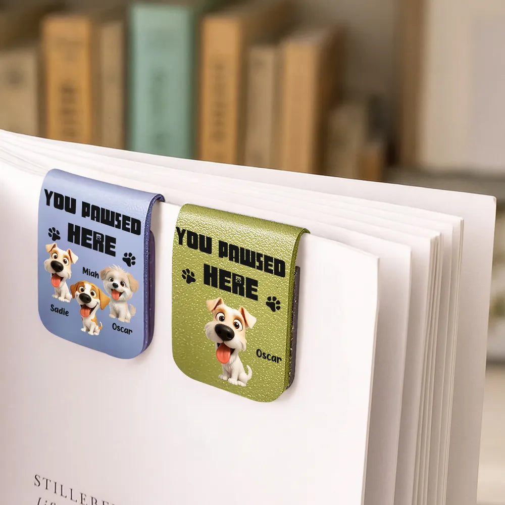 Dog-Themed Leather Magnetic Bookmark – Custom Gift for Book Lovers