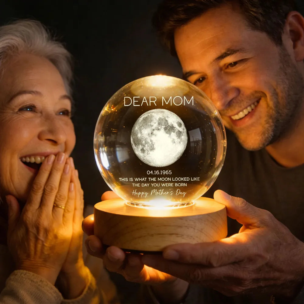 Personalized Moon Phase Globe Lamp Dear Mom Night Light for Bedroom Decor - Unique Mother's Day Gift