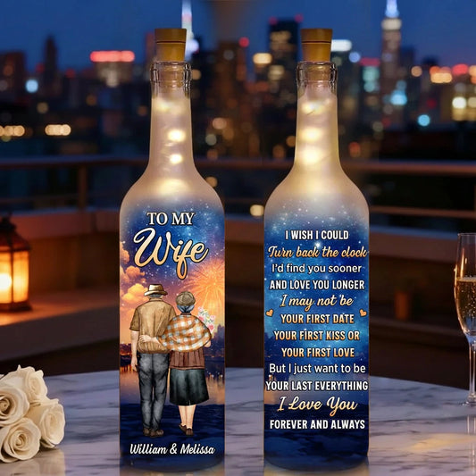 Personalized Bottle Lamp for Wife with I Wish I Could Love Quote, Cozy Warm Glow Night Light, Unique Romantic Gift