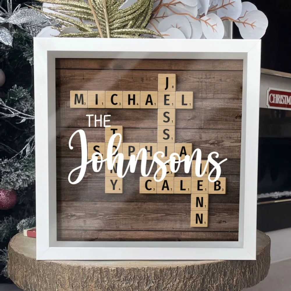 Family Keepsake Crossword Puzzle Art Created In A Moment Treasured Forever Personalized Shadow Box