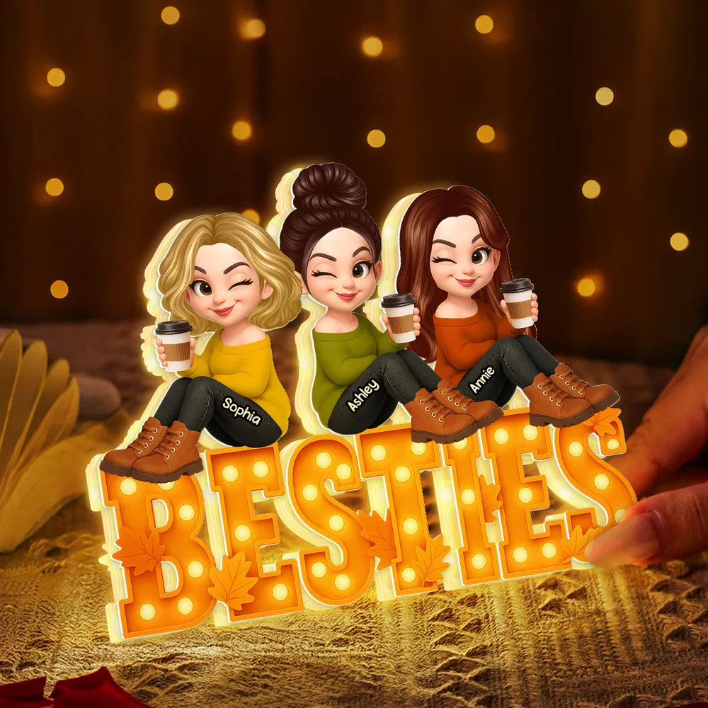 Besties Acrylic Light Box Personalized Friendship Keepsake, Cozy Bedroom Bookshelf Glow, Unique Gift for Best Friends