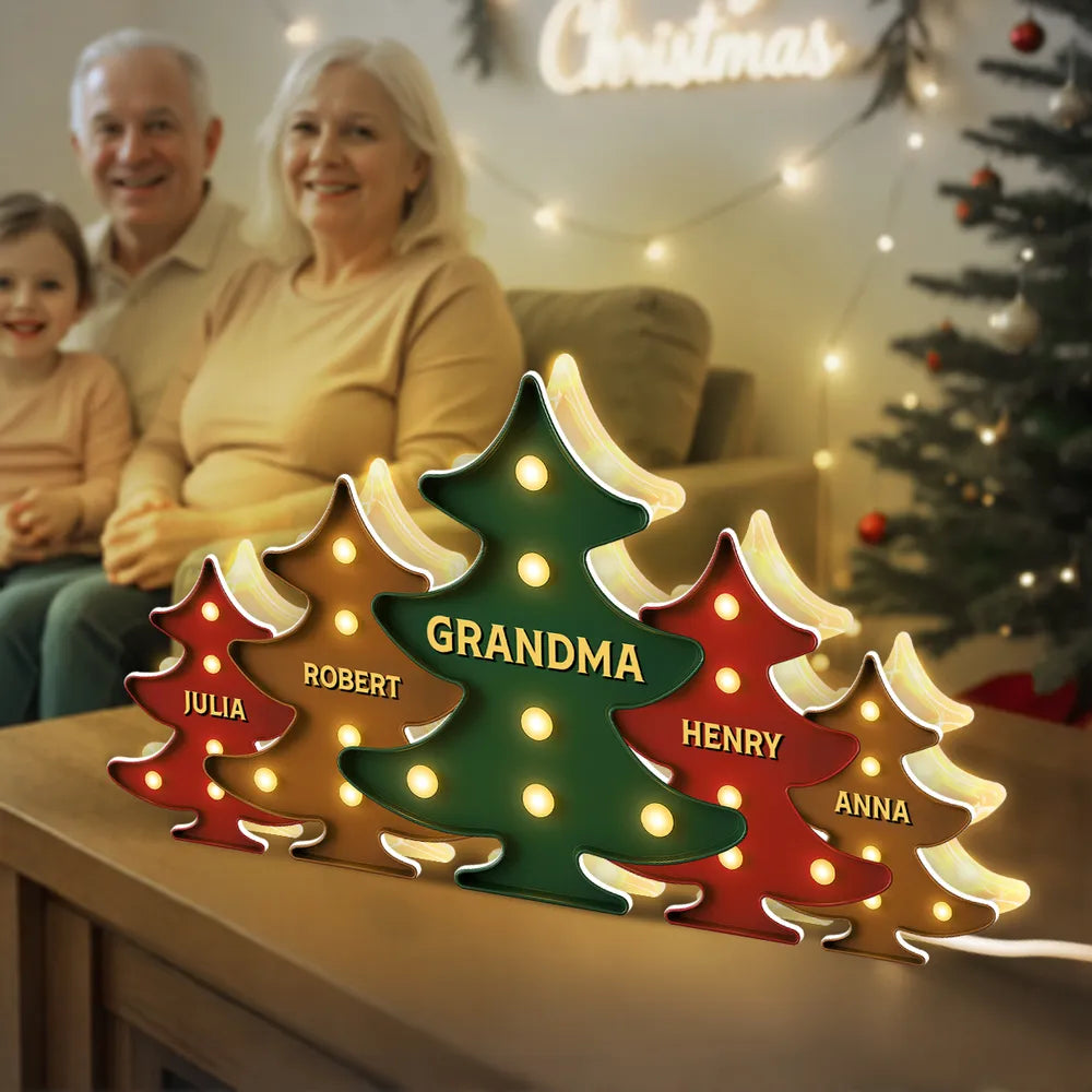Heartwarming Christmas Tree Light Box, Custom Family Member Name Decoration