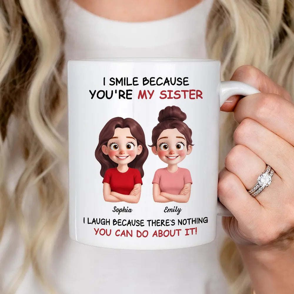 Funny Sibling White Ceramic Mug – Personalized Brother & Sister Cartoon, Playful Quote, Creative Gift for Coworker or Family