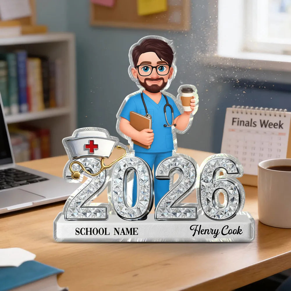 Personalized Class of Acrylic Block Plaque Cute Nurse Design for Graduation Season Shelf Decor Unique RN Gift