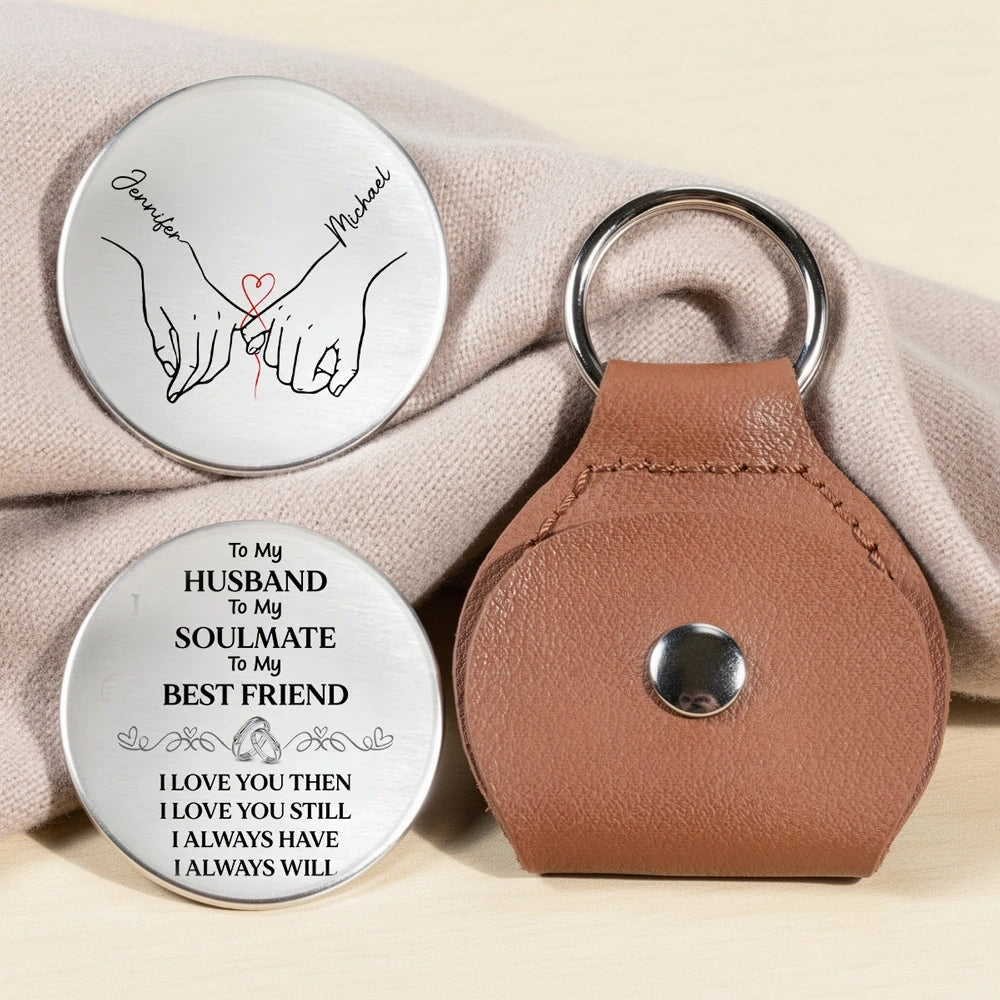Pocket Hug for Husband Soulmate Best Friend - Personalized Love Token with Hand Holding Sketch, Sweet Everyday Gift