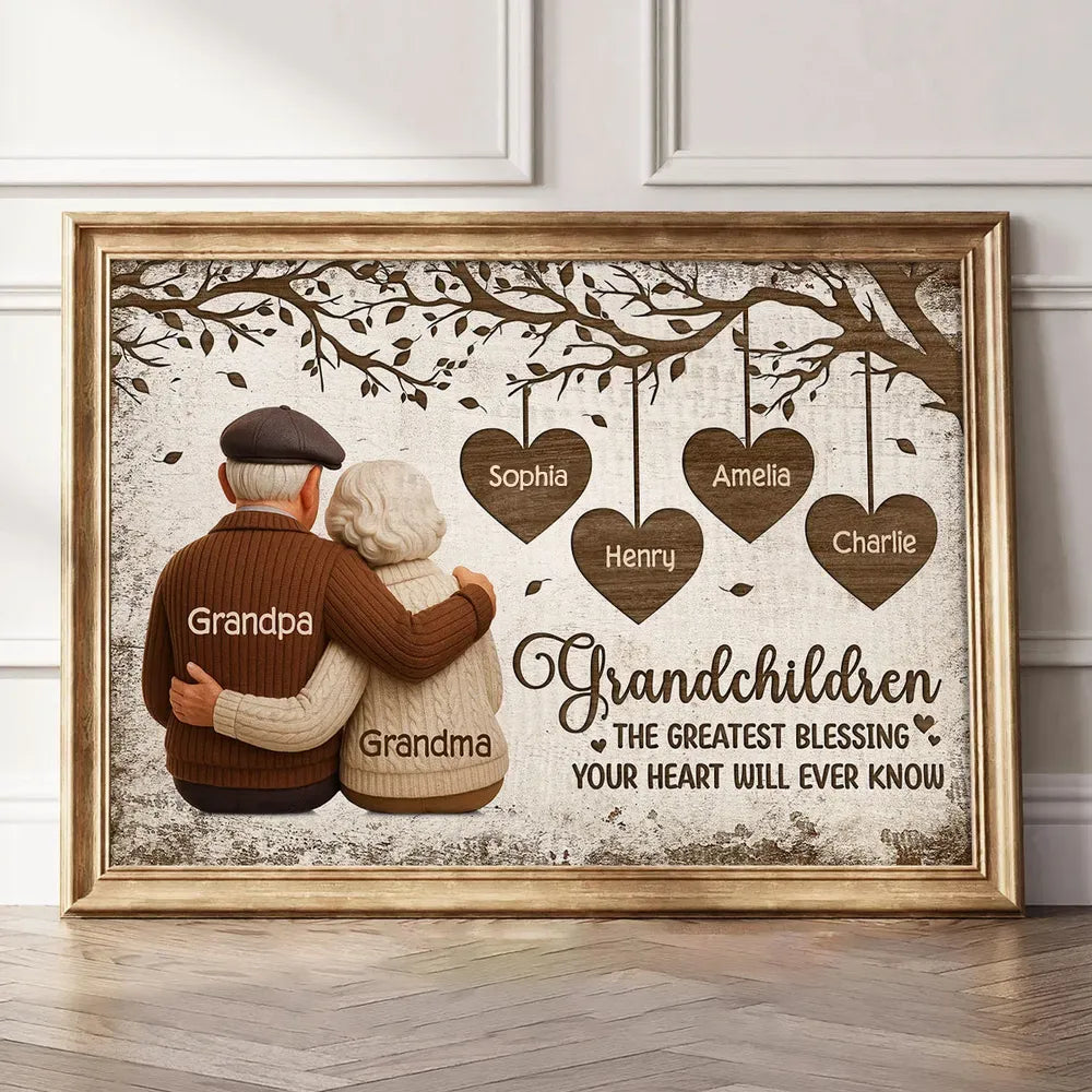 Personalized Grandchildren Poster for Grandparents – Custom Names Wall Art, Heartfelt Family Gift & Unique Keepsake
