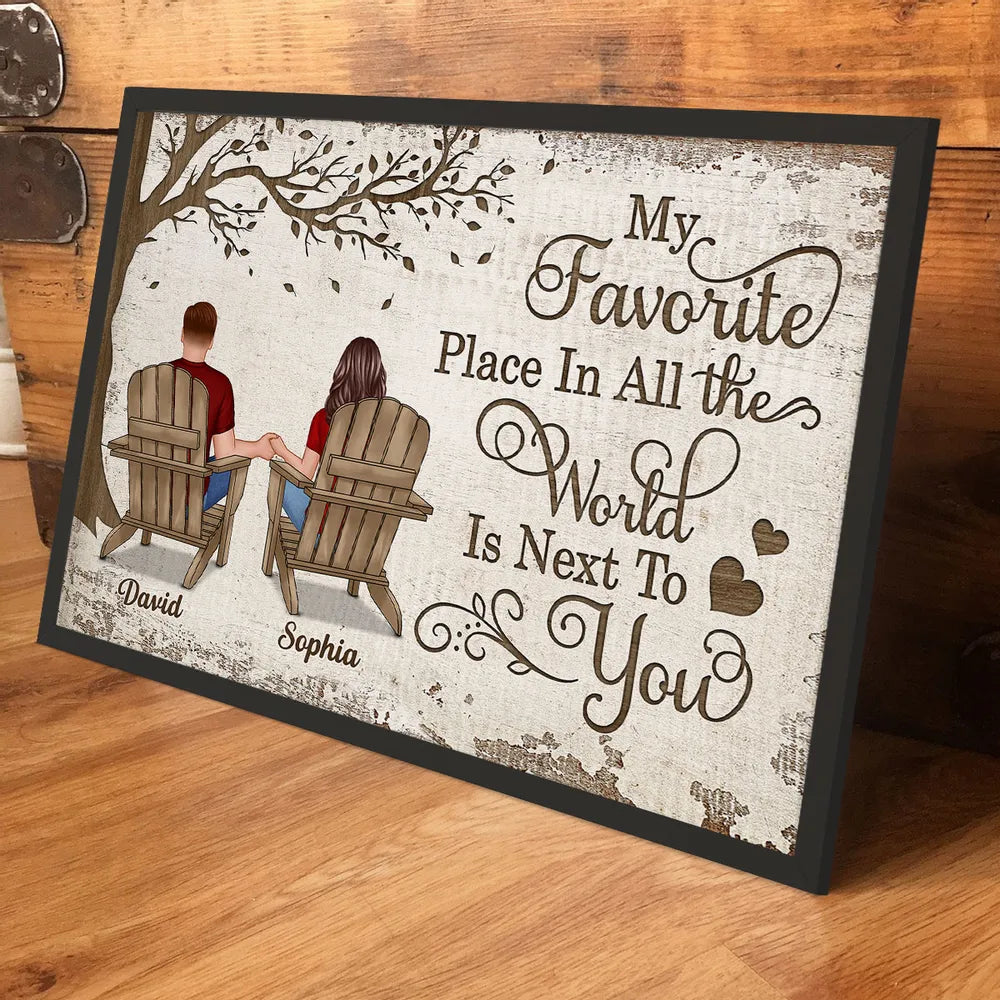 Back View Couple Sitting Under Tree – Personalized Poster, Keychain, Plaque, Pillow & More, Anniversary Gift for Him or Her