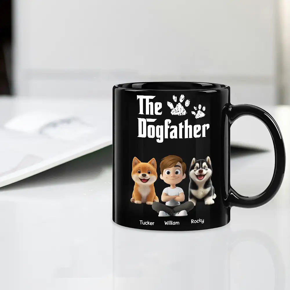 “The Dogfather” Personalized Full Color Mug – Custom Cartoon Mug for Dog Lovers