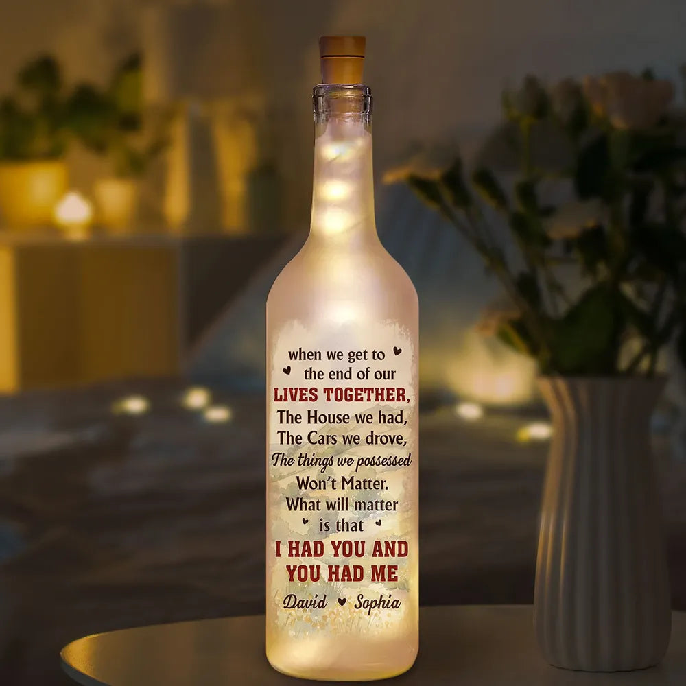 Personalized Couple Bottle Lamp With Warm Glow Bedroom Decor, Unique Romantic Gift for Husband or Wife