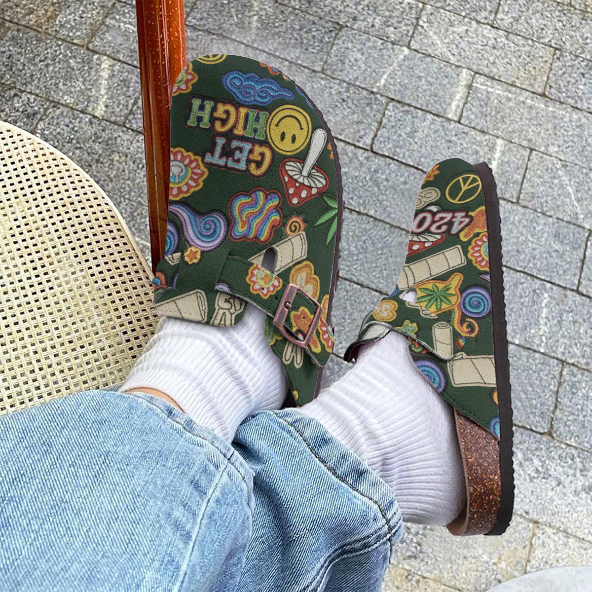 Green Buds Aesthetic - Personalized Weed Clogs With Arch Support