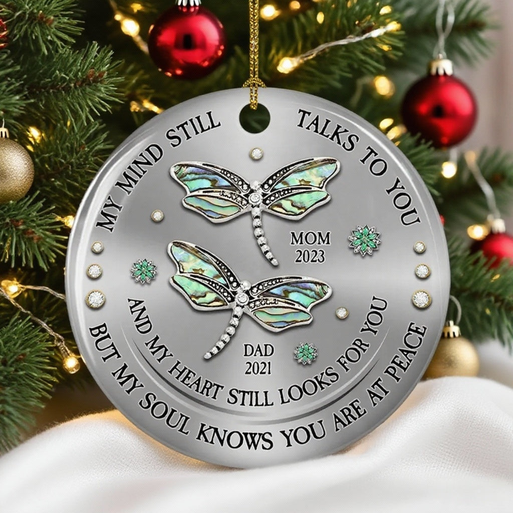 Ceramic Ornament with Dragonfly Design, Memorial Gift