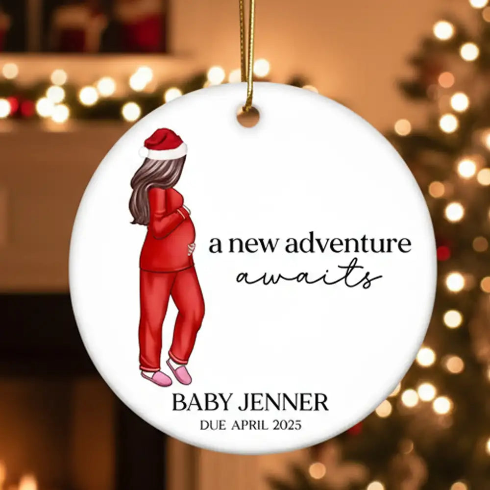 Personalized Ceramic Ornament for Mom-to-Be Christmas Keepsake