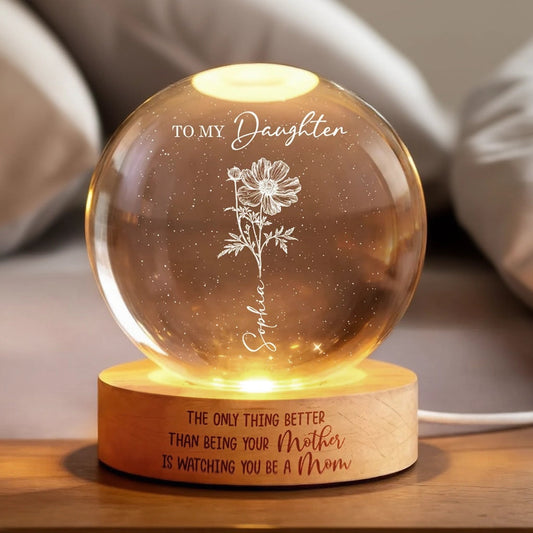 Personalized Globe Lamp for Daughter - 'Watching You Be a Mom' Warm Night Light, Unique Mother's Day Gift