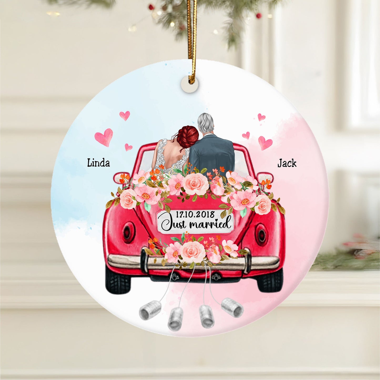 Personalized Wedding Car Ornament - Celebrate the Start of Your Love Journey