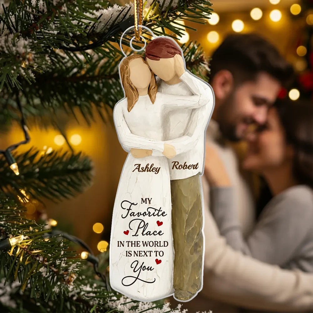 Personalized Couple Hugging Acrylic Ornament Romantic Christmas Tree Decor Unique Creative Gift For Husband Or Wife