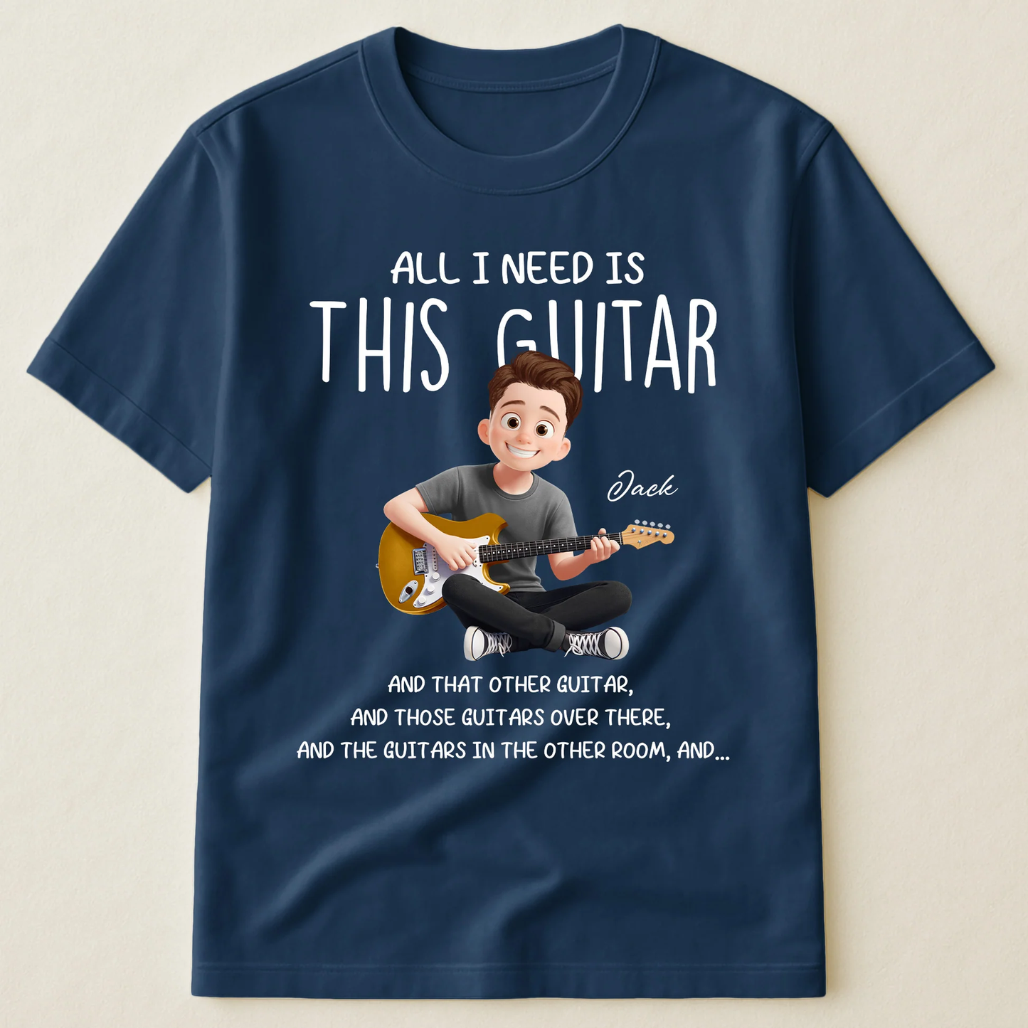 Personalized Guitar Lover Classic Tee with Funny Music Quote, Unique Gift for Musicians Who Own Too Many Guitars