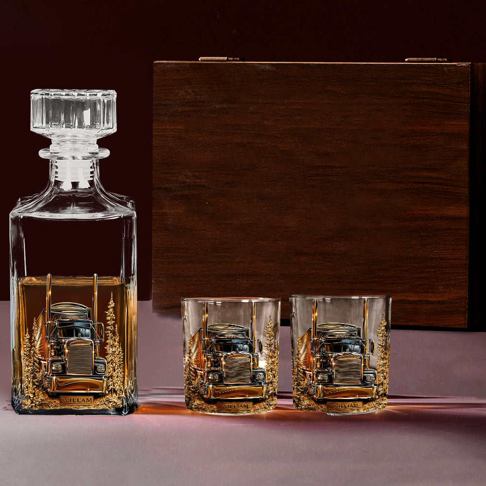 Best Truck Driver - Personalized Trucker Whiskey Decanter Set