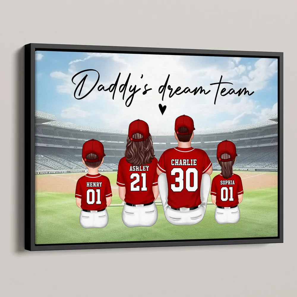 “Daddy’s Dream Team” Personalized Baseball Poster / Canvas – Home-Run Father’s Day Gift