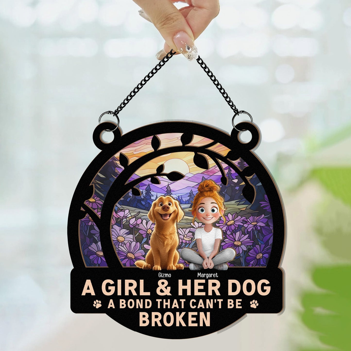 A Girl & Her Dogs - A Bond That Can’t Be Broken, Custom Wood and Acrylic Layered Ornament, Perfect Gift for Dog Lovers - Personalized Pet Memorial Gift for Mother’s Day, Pet Birthdays, and More!