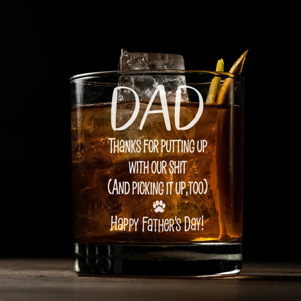Best Dog Dad Ever – Personalized Whiskey Glass with Pup Illustration – Funny and Heartwarming Gift for Father’s Day