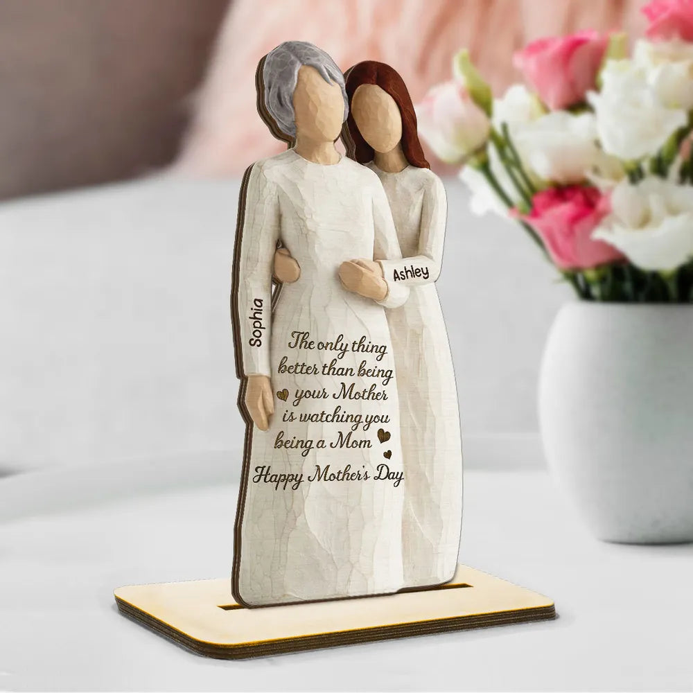 Custom 2-Layer Wooden Plaque with Sweet Motherhood Message - Meaningful New Mom Gift for Nursery or Living Room