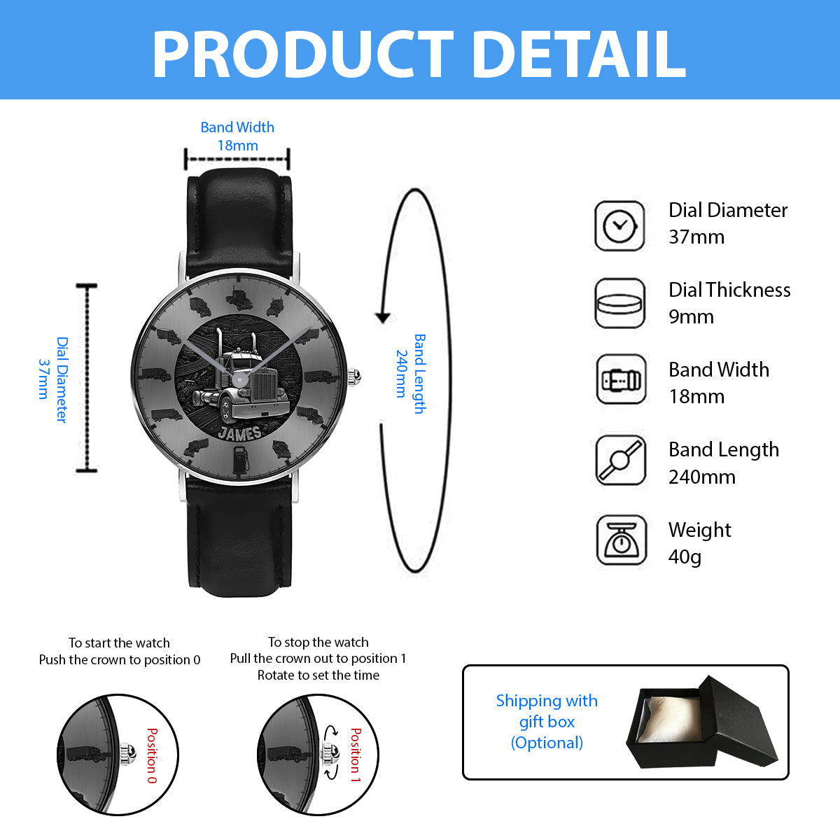 Cool Trucker - Personalized Trucker Hand Watch
