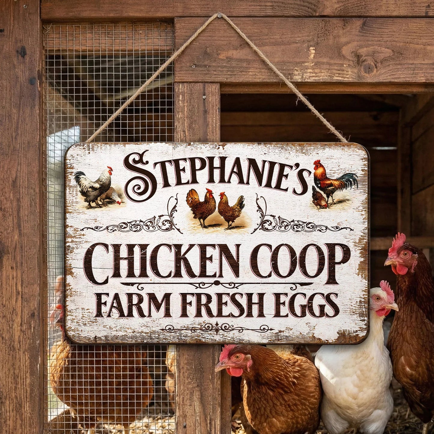 Custom Farm Fresh Eggs Chicken Coop Wooden Sign Vintage Style Kitchen Decor Sweet Conversation Starter Gift for Home Decor Lovers